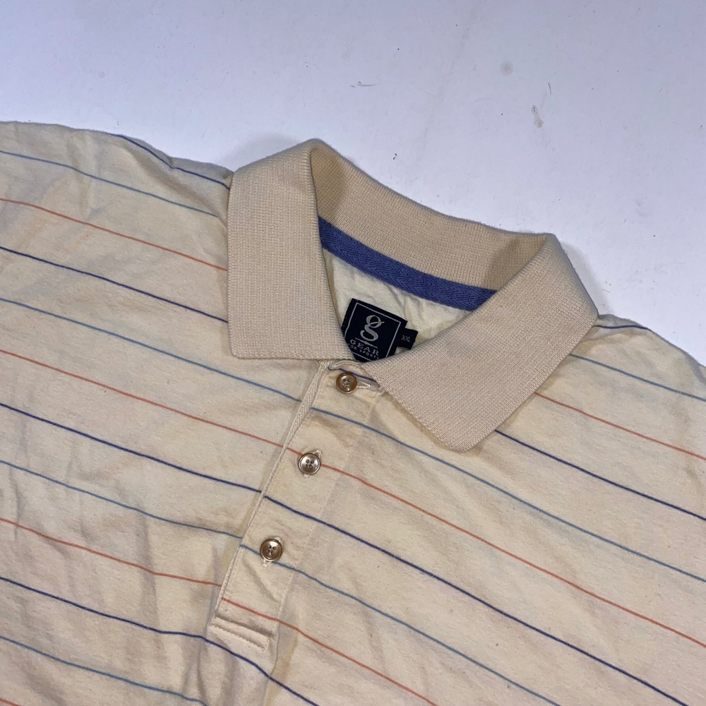 Gear For Sports XXL Polo Shirt Striped Beige Short Sleeve Menswear Casual